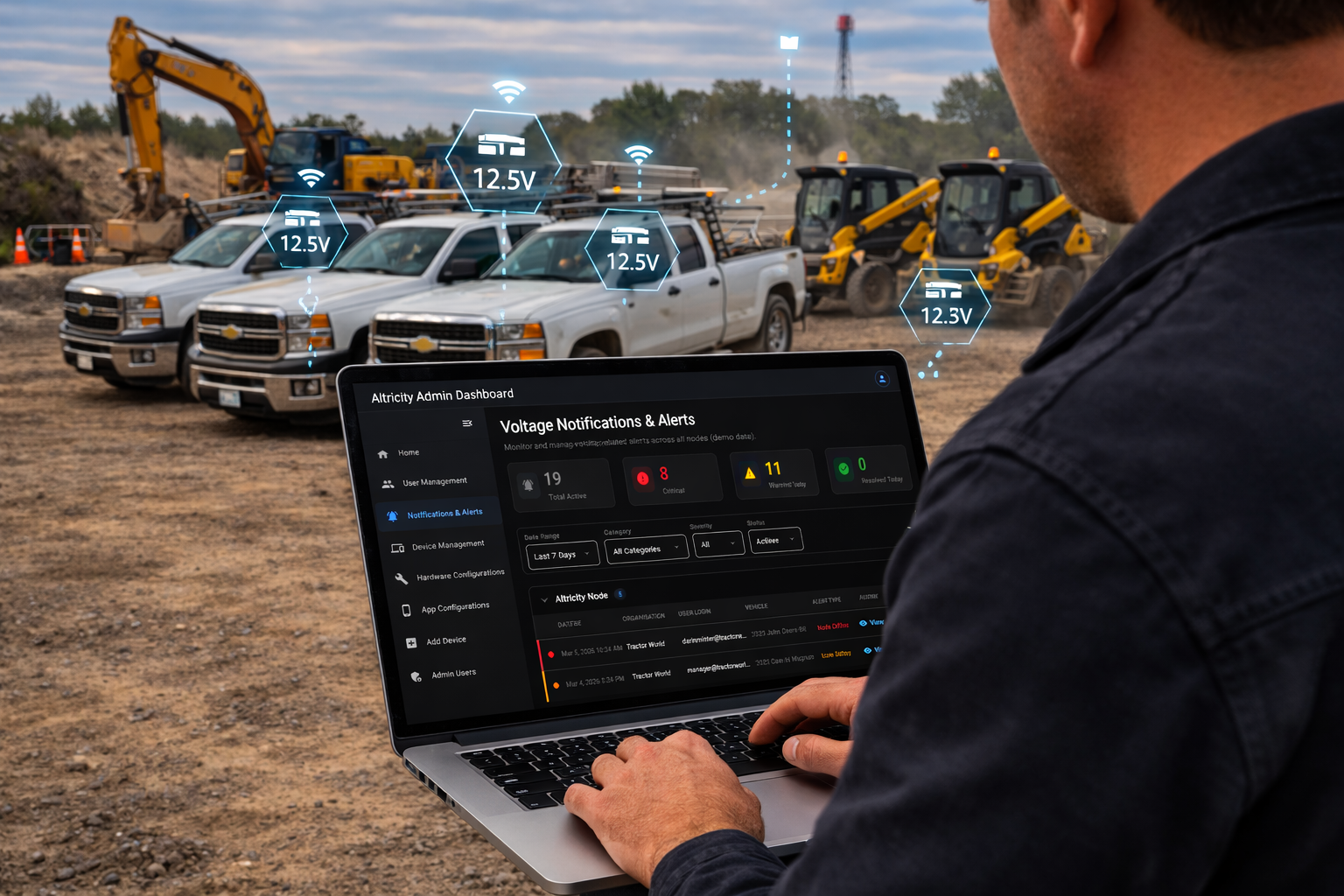 Fleet manager reviewing the Altricity Power System Telematics console